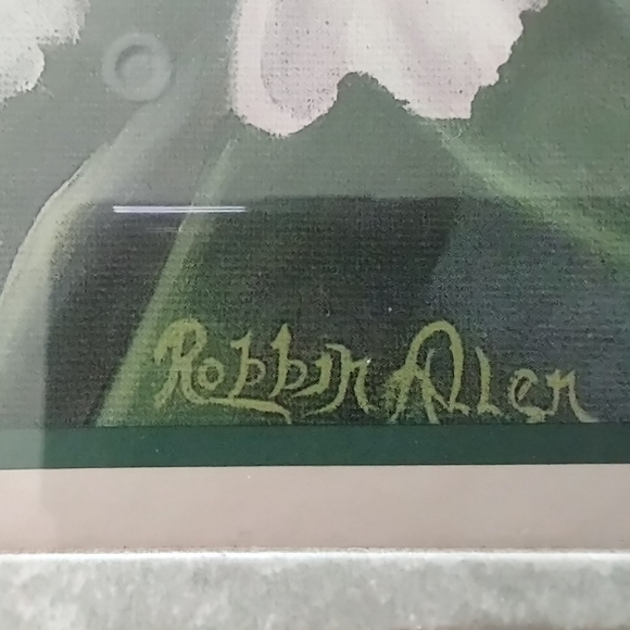 Hummingbirds & Iris Flowers Art print by Robbin Allen Framed Matted 23" x 13.5" - Picture 4 of 6